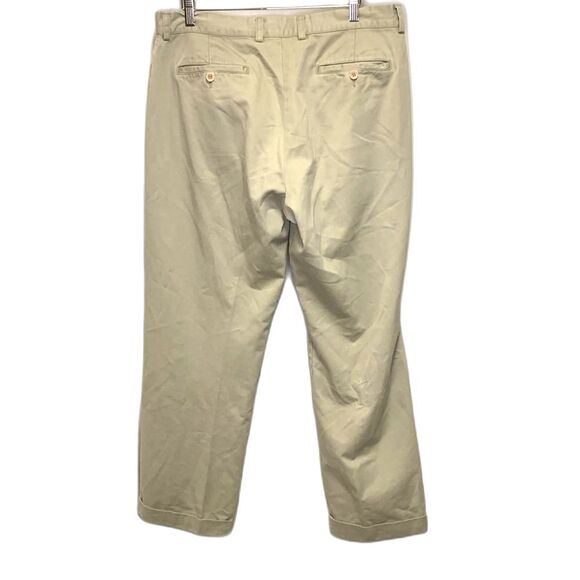 J. Crew Tan Flat Front Cuffed Straight Leg Chino Pants Size 35 X 31 - Picture 3 of 11